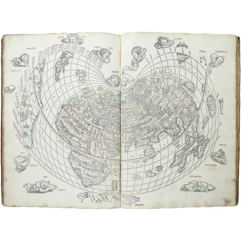 Liber geographiae cum tabulis et universali figura et cum additione locorum quae a recentiorbus reperta sunt.