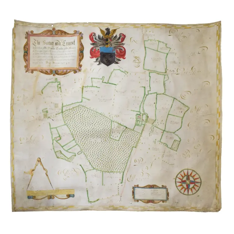 The Survey and Lyneat description of the Sovereign Lands of the Manor of Hempsteed hall in the parish of Hempsteed in the County of Essex with the true content and quantity of particular meadow