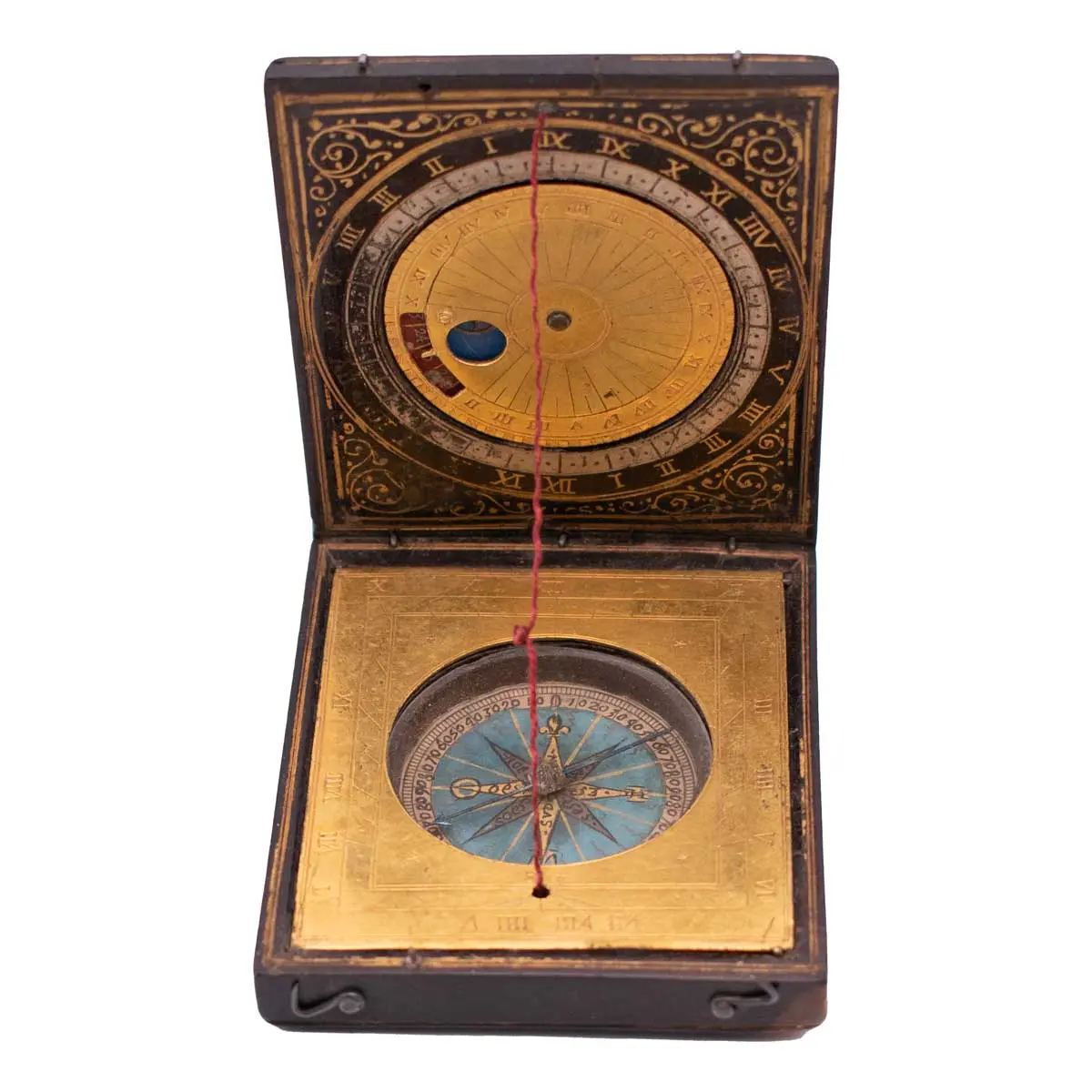 A very fine Painted Wood and Gilt Brass Diptych Dial (4)