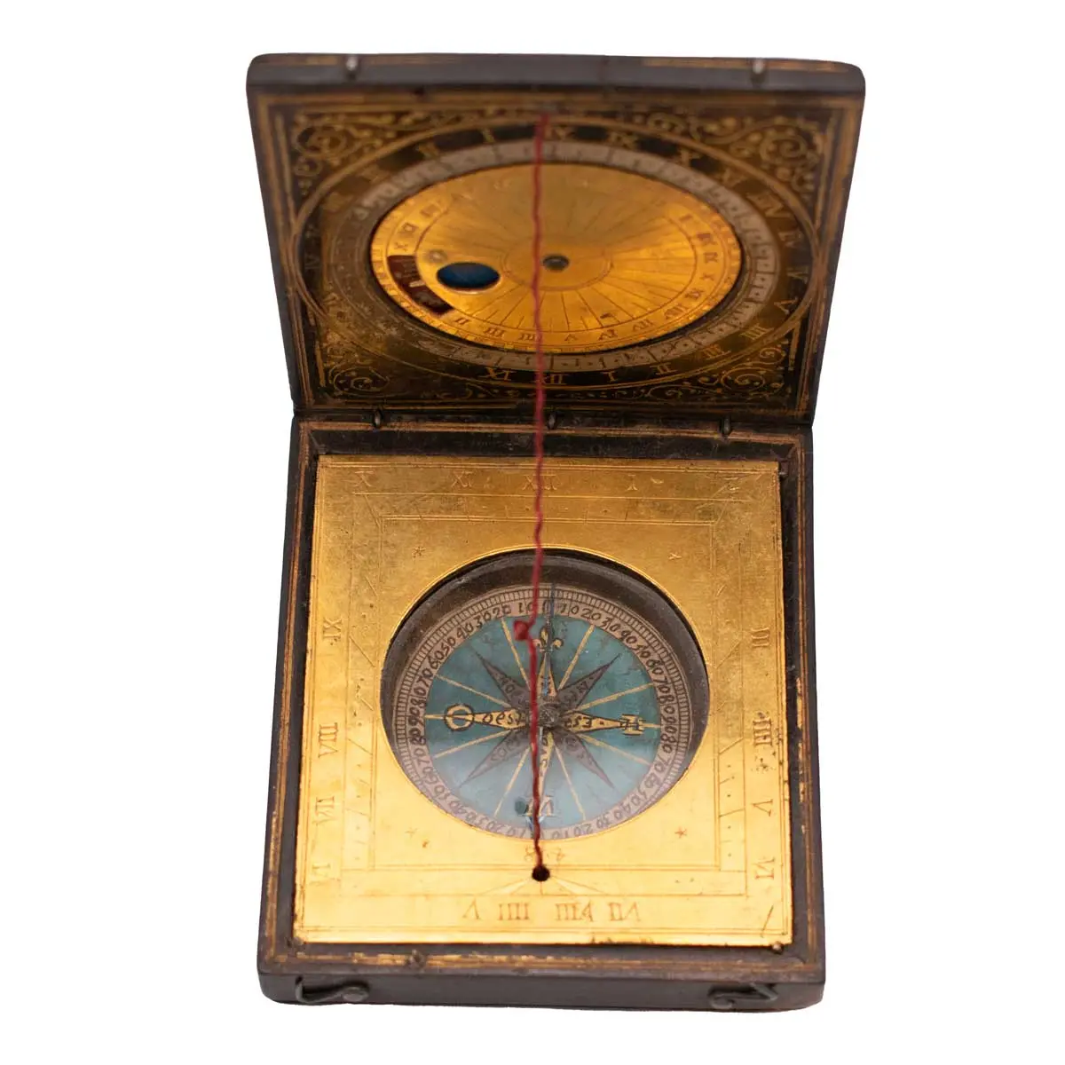 A very fine Painted Wood and Gilt Brass Diptych Dial (2)