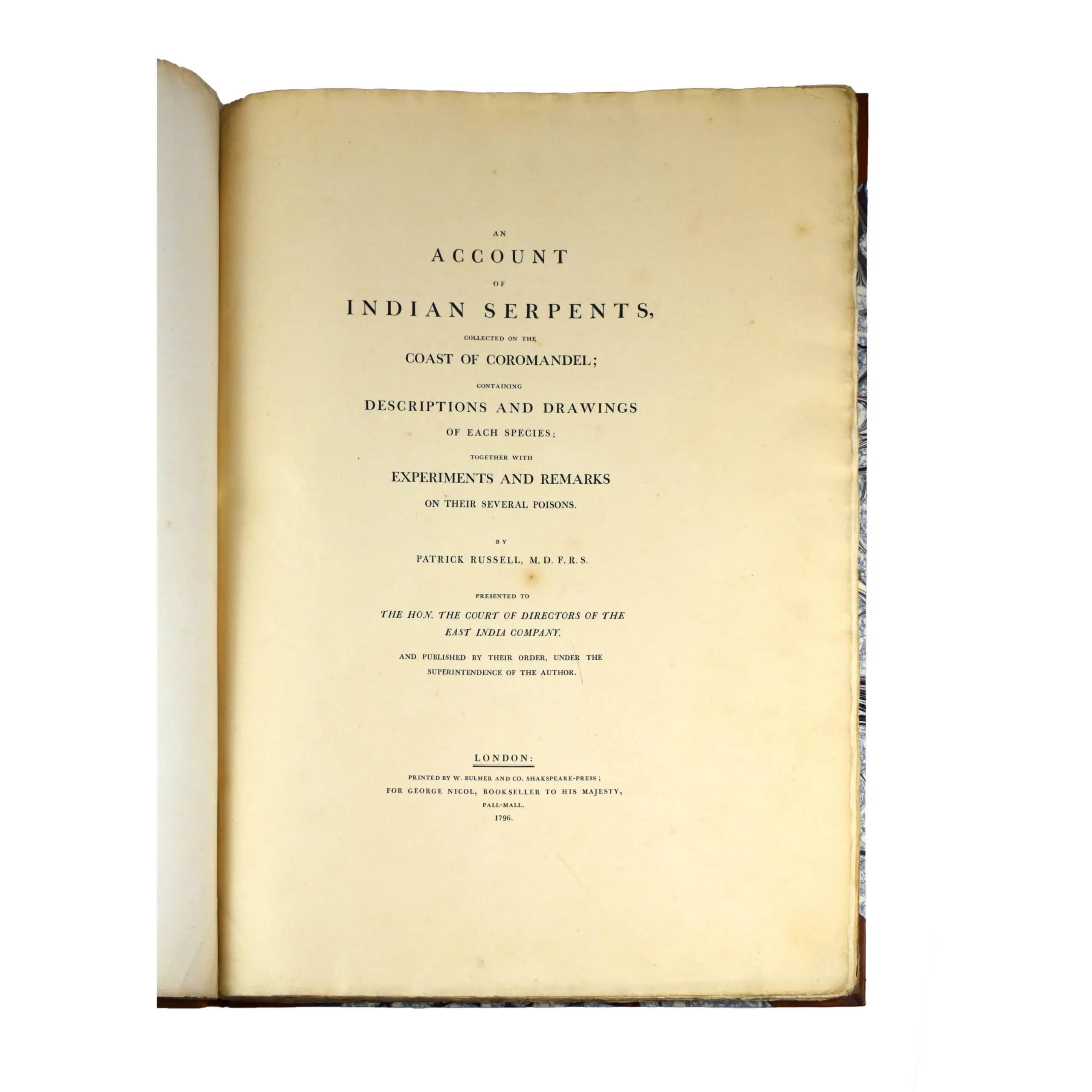 An Account of Indian Serpents Collected in the Coast of Coromandel; containing descriptions and drawings of each species; together with experiments and remarks on their several poisons, (4)