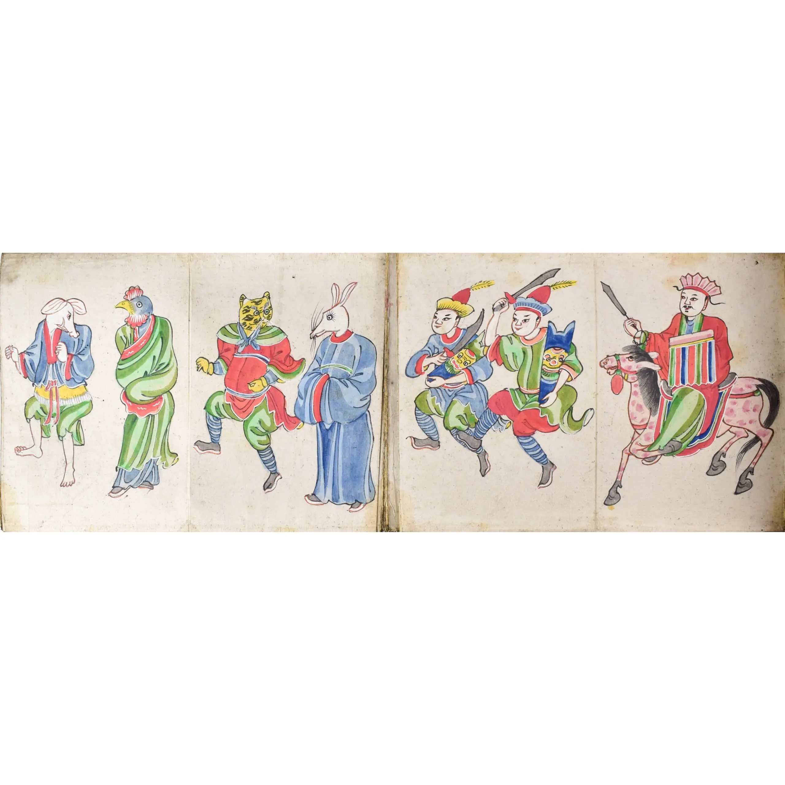 Daoist Manuscript A Highly Impressive Illuminated manuscript, Brilliant Watercolours and Gouache on Mulberry paper comprising 204 panels, laid onto heavier paper and bound concertina style