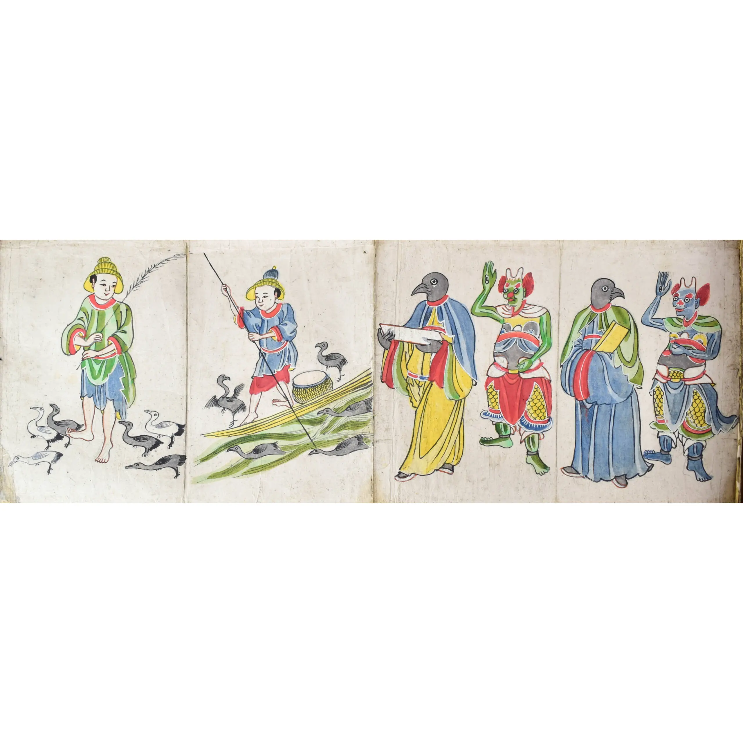 Daoist Manuscript A Highly Impressive Illuminated manuscript, Brilliant Watercolours and Gouache on Mulberry paper comprising 204 panels, laid onto heavier paper and bound concertina style (2)