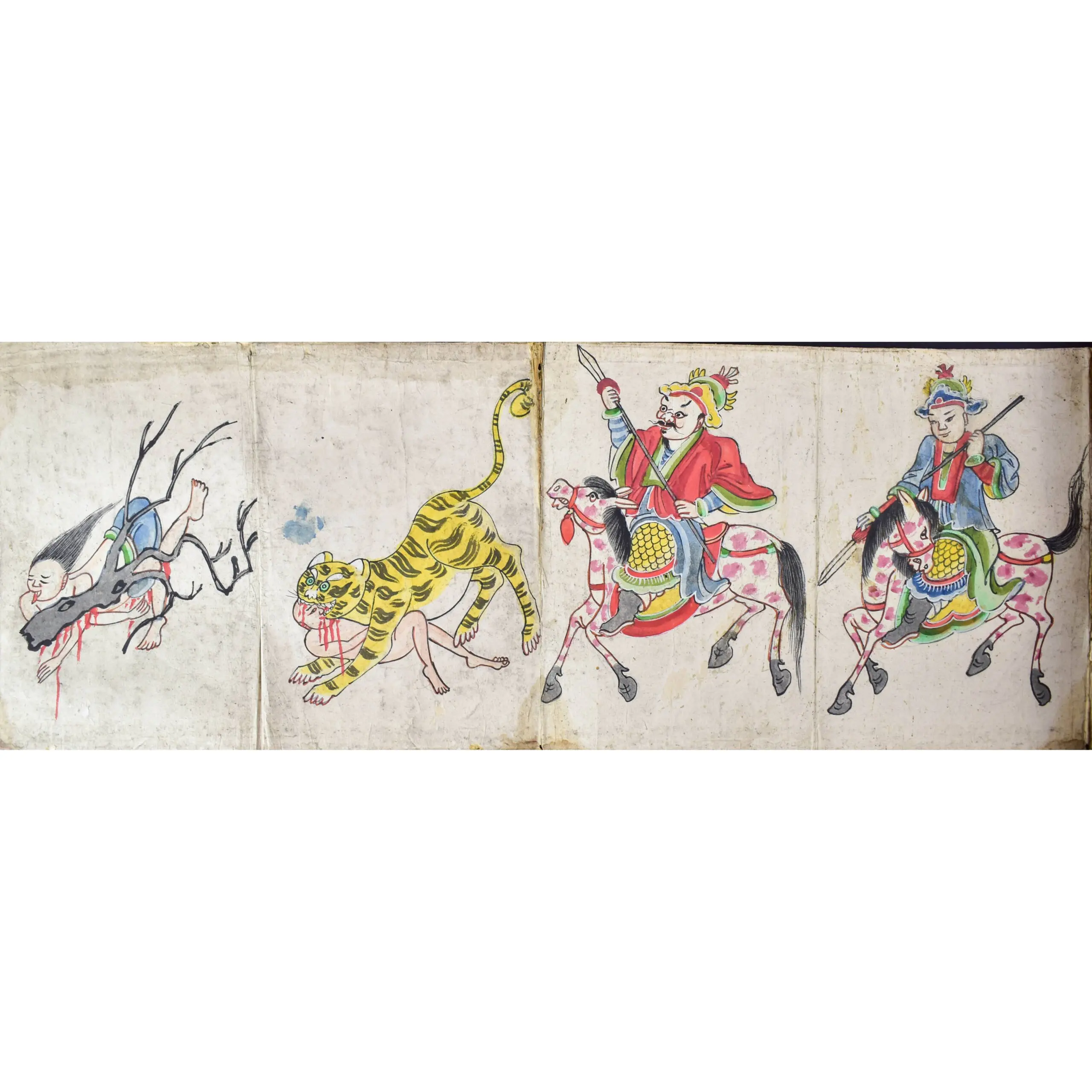Daoist Manuscript A Highly Impressive Illuminated manuscript, Brilliant Watercolours and Gouache on Mulberry paper comprising 204 panels, laid onto heavier paper and bound concertina style (3)