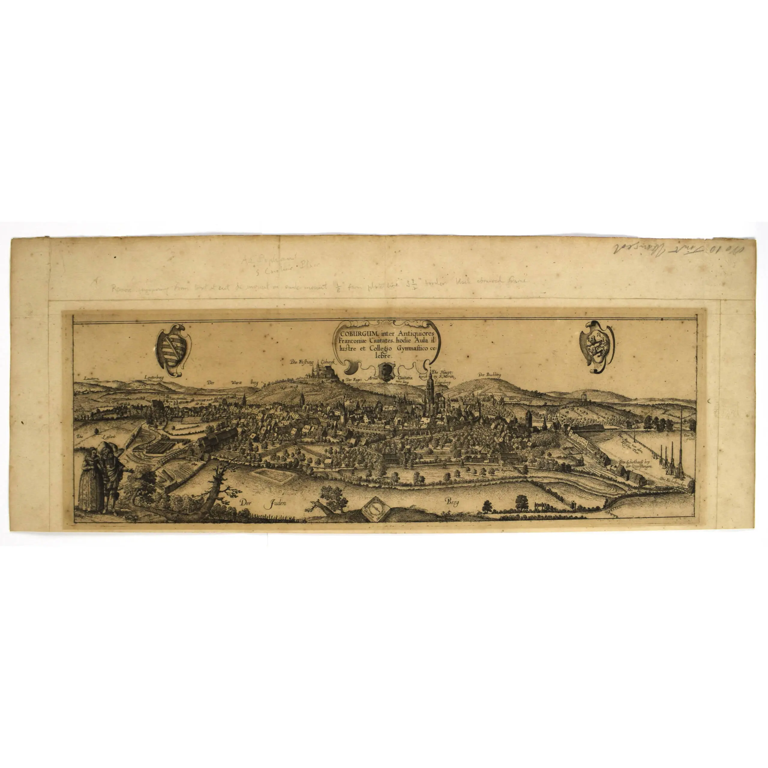 View of Coburg.  Coburgum inter Antiquiores Franconiae Ciuitates, hodie Aula illustre et Collegio Gymnastico celebre