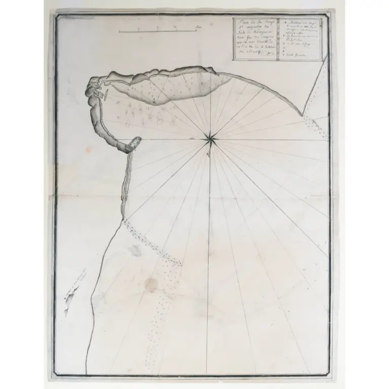 Plan de La Baye St Augustin In L’isle de Madagascar tiree Suv un compass qui un 1733….