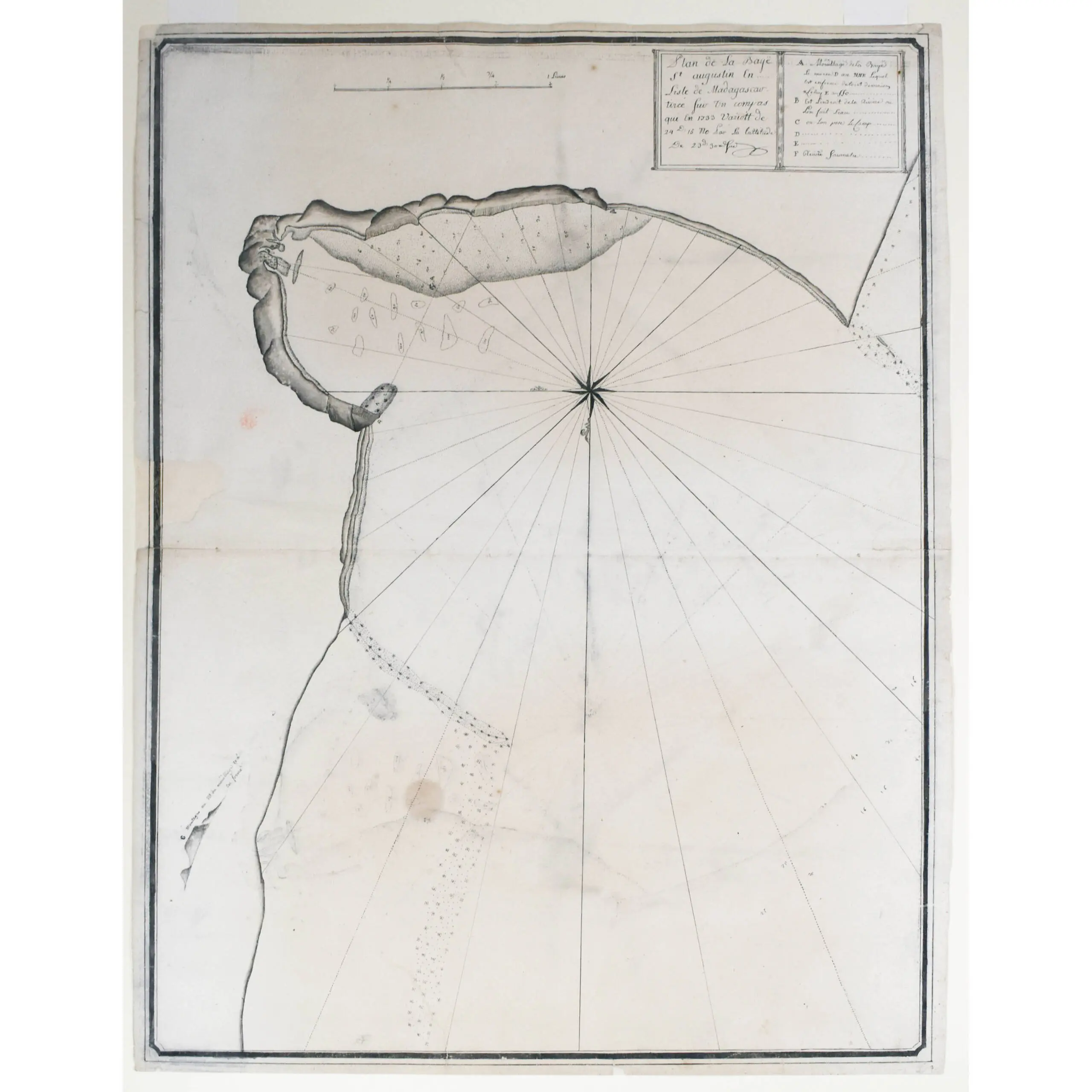 Plan de La Baye St Augustin In L'isle de Madagascar tiree Suv un compass qui un 1733….