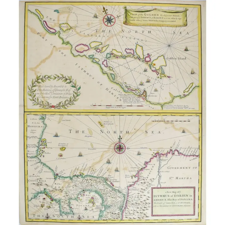 A New Map of ye Isthmus of Darien in America, The Bay of Panama, The Gulph of Vallona or St. Michael, with its Islands and Countries Adjacent.