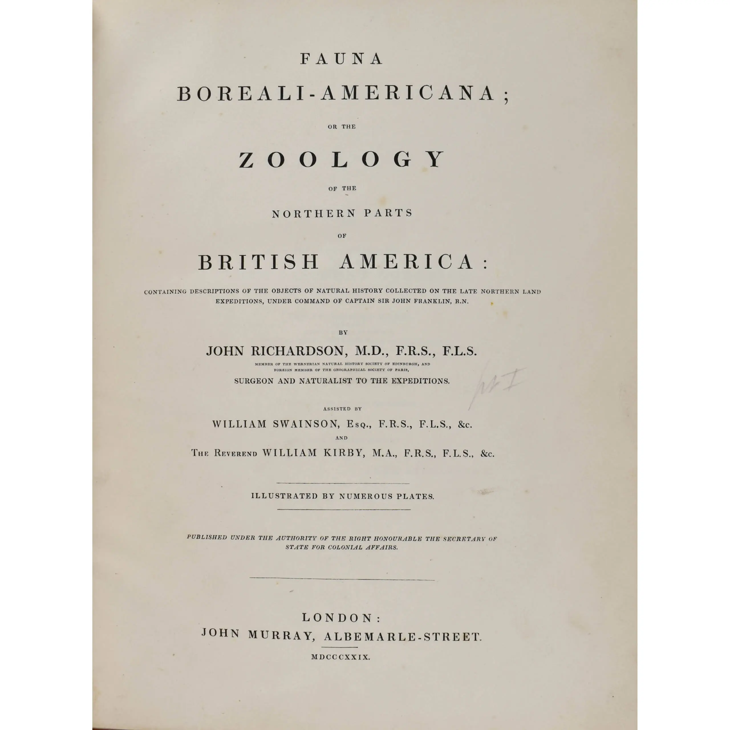 Fauna Boreali-Americana, or, The Zoology of the Northern Parts of British America: containing descriptions of the objects of natural history collected on the late northern land expeditions (2)