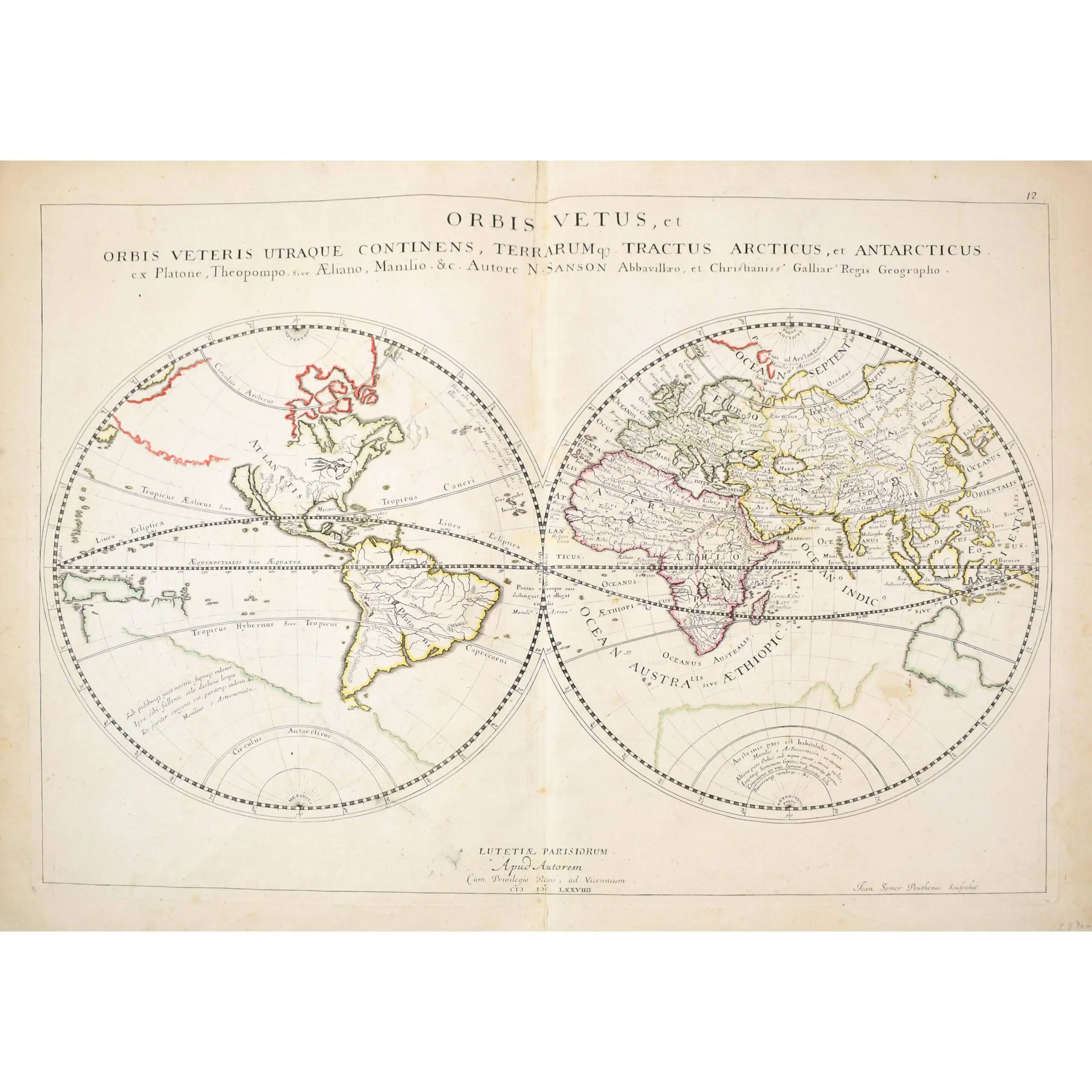 Orbis Vetus, et Orbis Veteris, utraque Continens, Terrarumq Tractus Arcticus et Antarcticus 