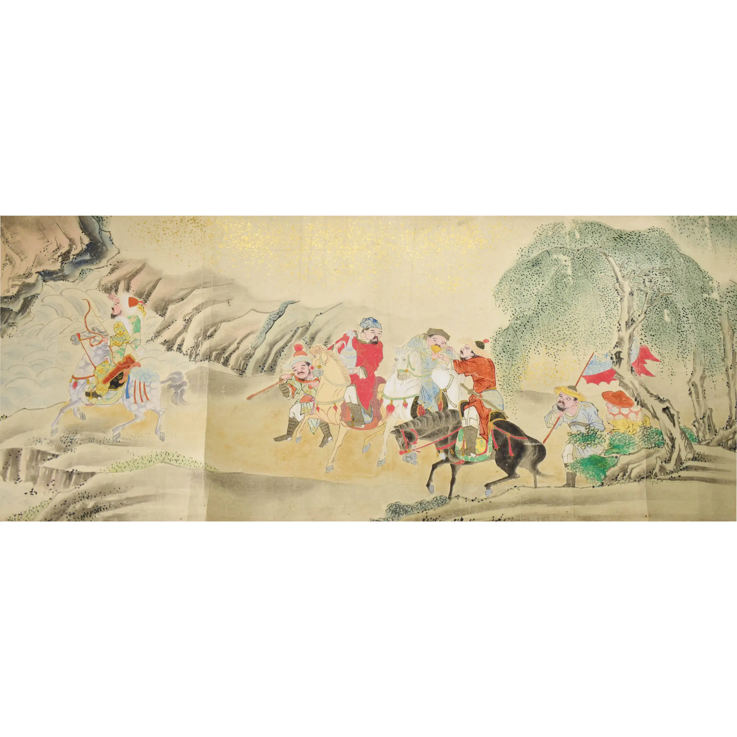 A Very Fine Brightly Coloured Picture Scroll of Tartar’s hunting Tigers and other Animals (3)