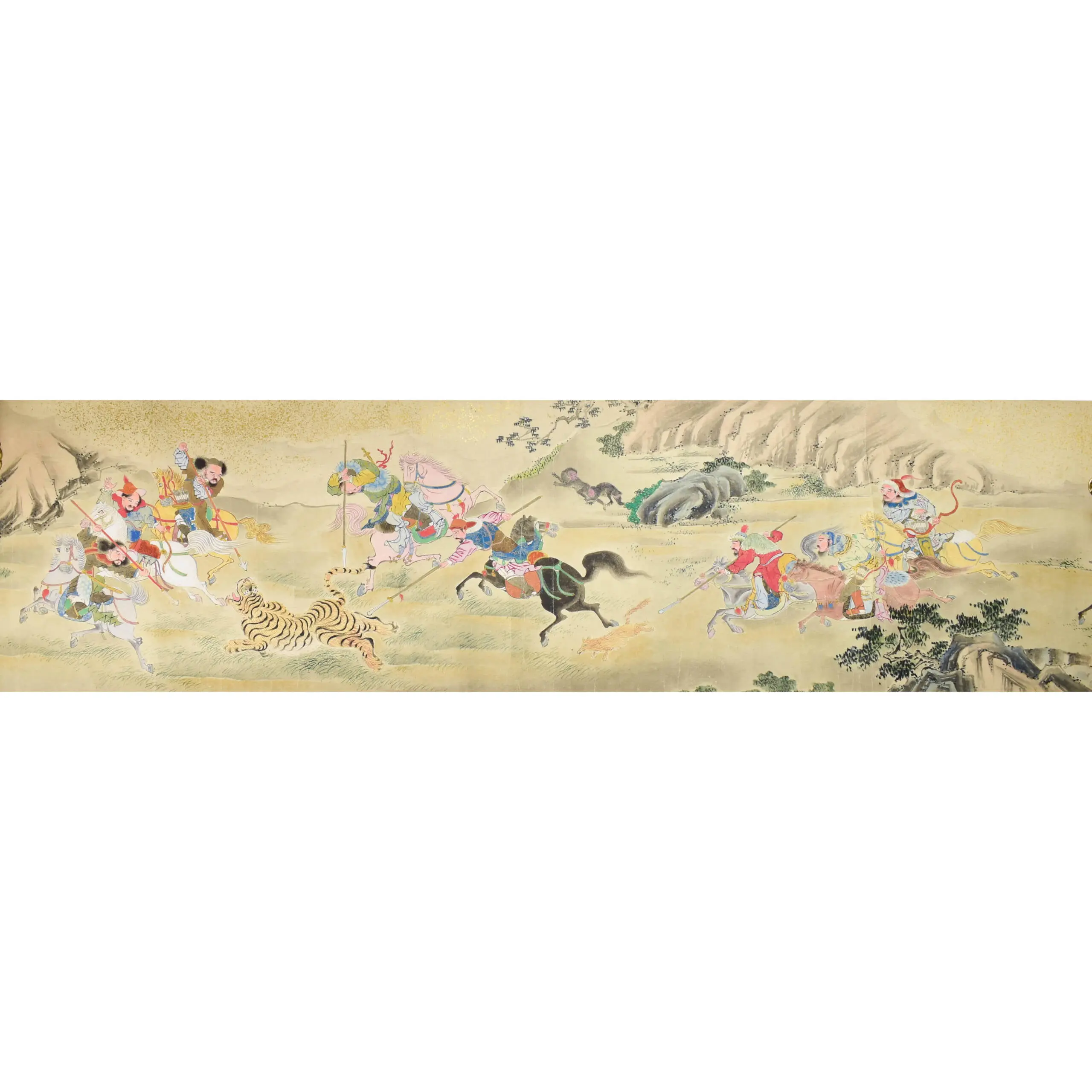 A Very Fine Brightly Coloured Picture Scroll of Tartar’s hunting Tigers and other Animals (5)
