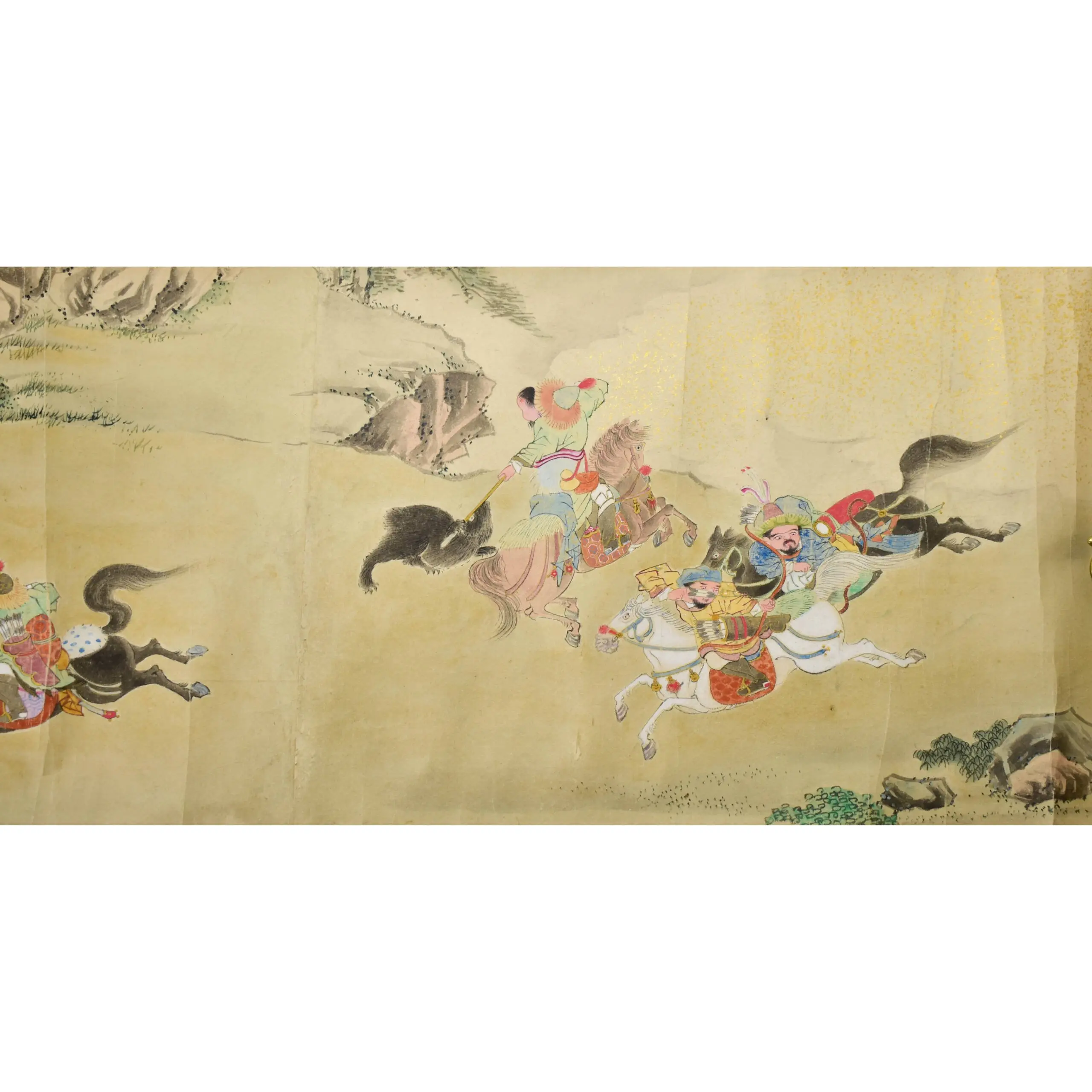 A Very Fine Brightly Coloured Picture Scroll of Tartar’s hunting Tigers and other Animals (7)