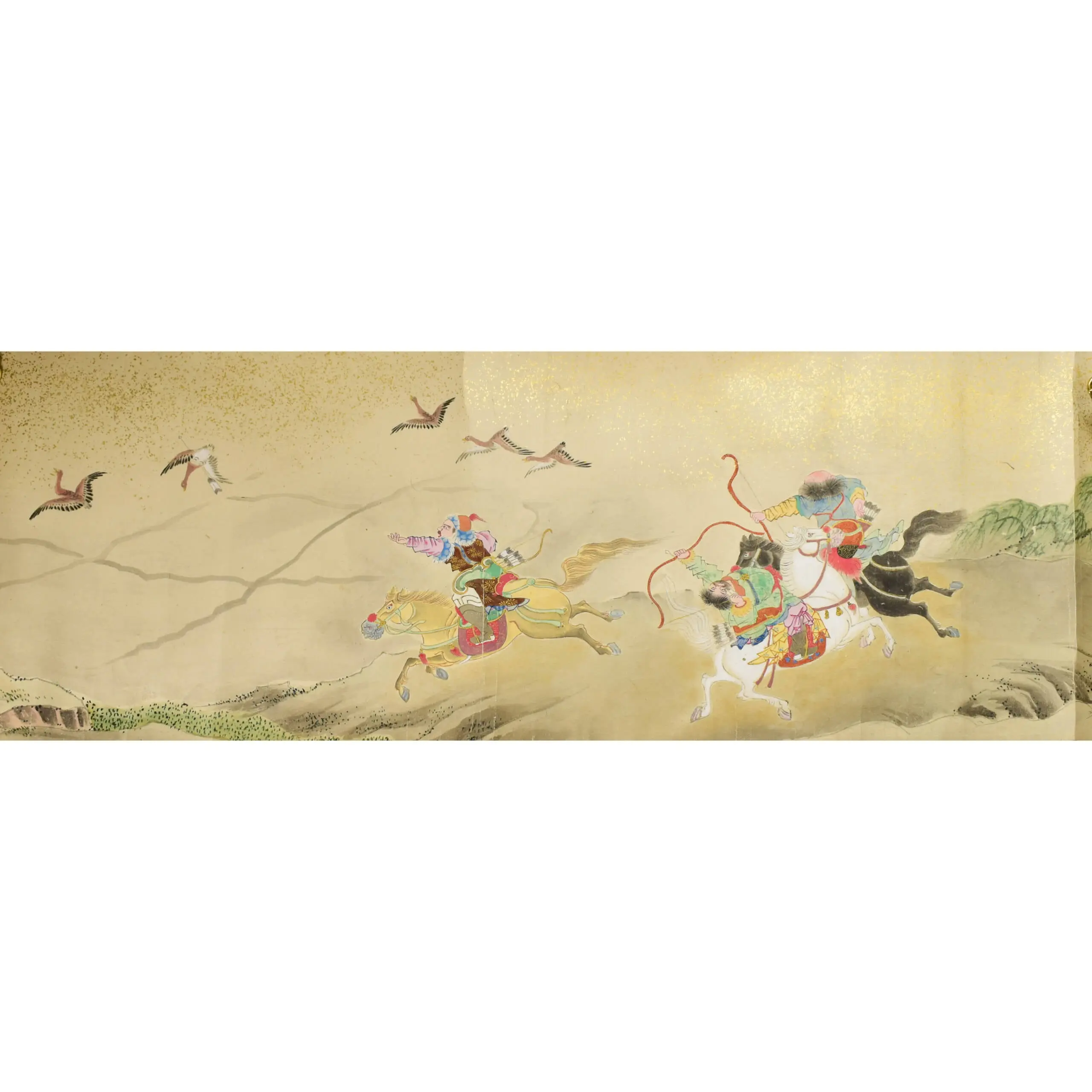 A Very Fine Brightly Coloured Picture Scroll of Tartar’s hunting Tigers and other Animals (8)