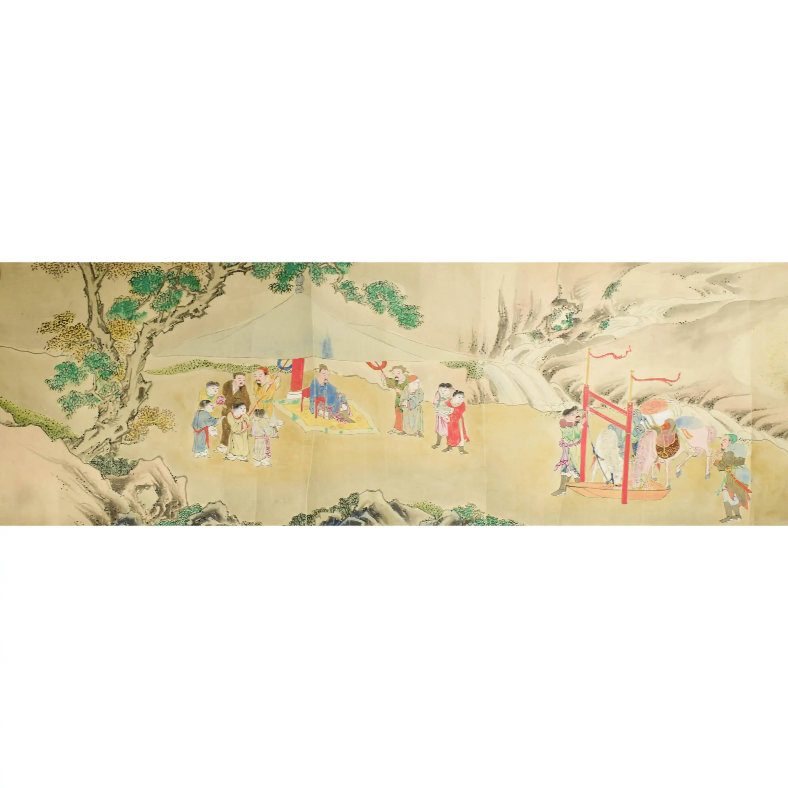 A Very Fine Brightly Coloured Picture Scroll of Tartar’s hunting Tigers and other Animals (9)
