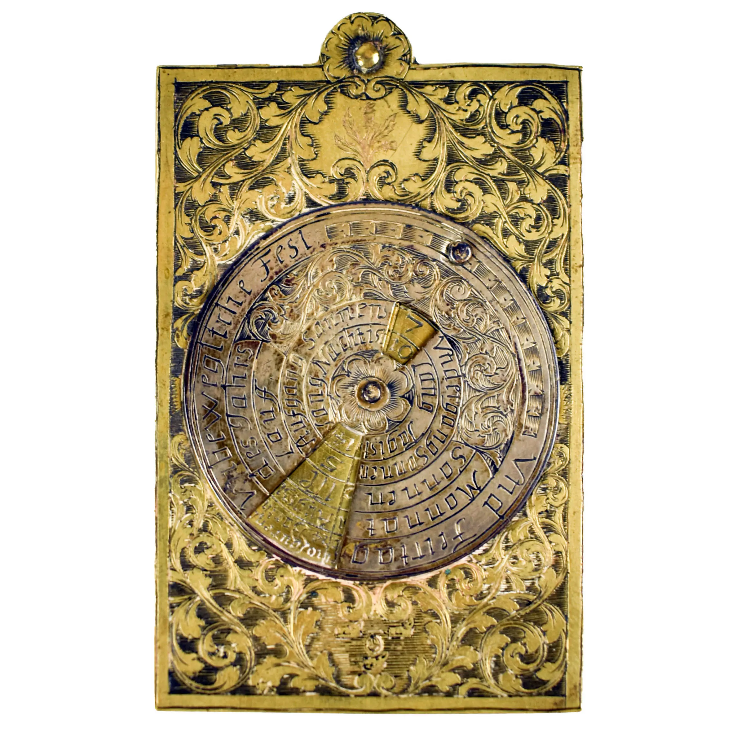 A Brass, Silver and Ivory Perpetual Calendar and Aide-Memoire