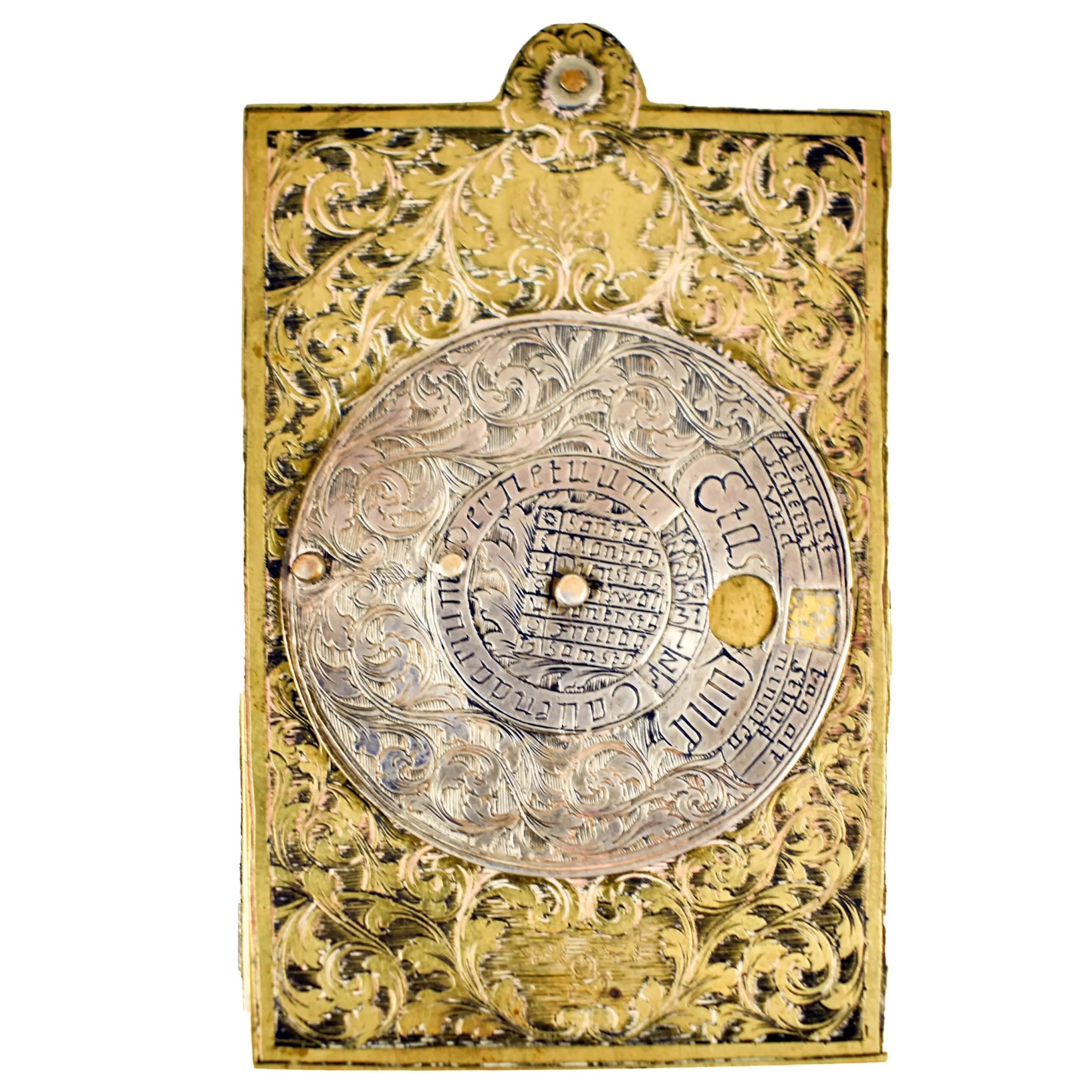A Brass, Silver and Ivory Perpetual Calendar and Aide-Memoire (2)