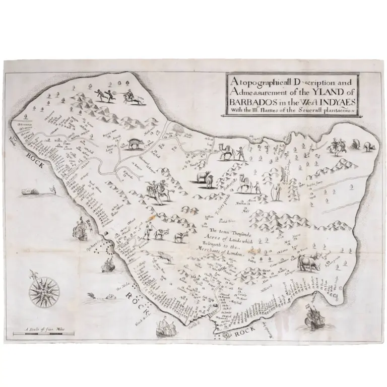 A Topographicall Description and Admeasurement of the YLAND of BARBADOS in the West INYDAES With the Mr.s names of the Severall plantacons