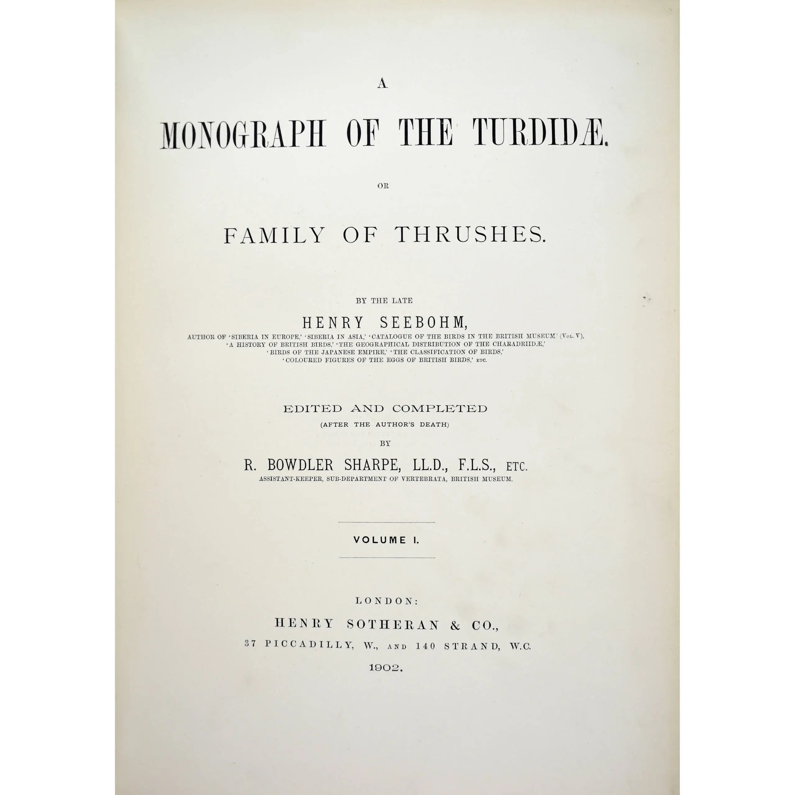 A Monograph of the Turdidae, or Family of Thrushes (4)