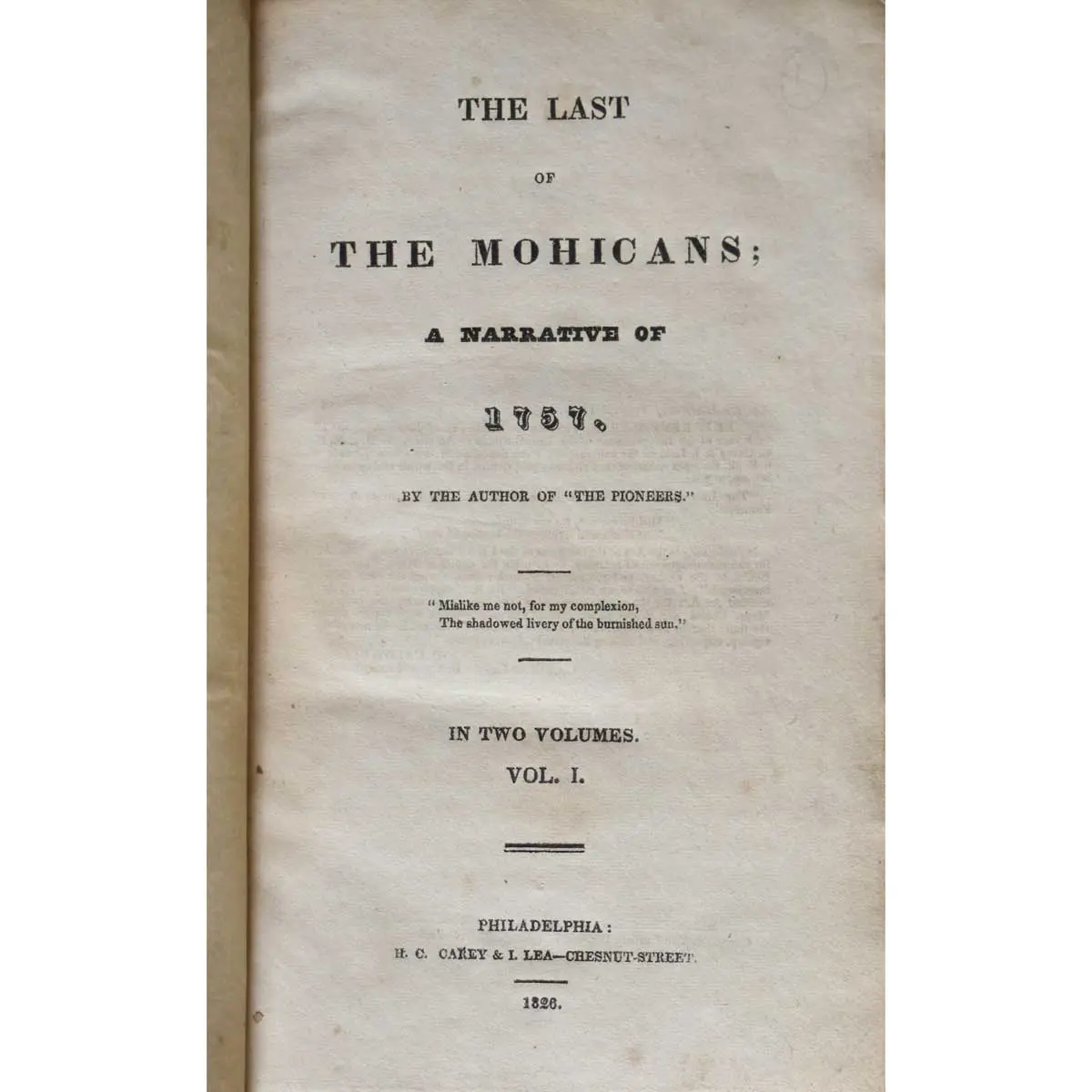 The Last of the Mohicans; A Narrative of 1757