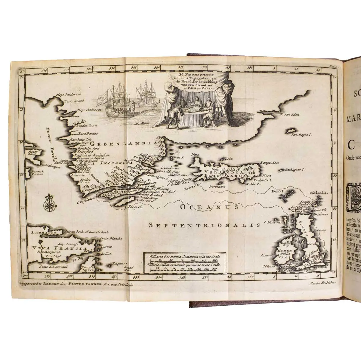 Drie Seldsame Scheeps-Togten van Martin Frobisher : de eerste na China ondernoomen, om derwaards een straat of doortogt te vinden, in 't jaar 1576