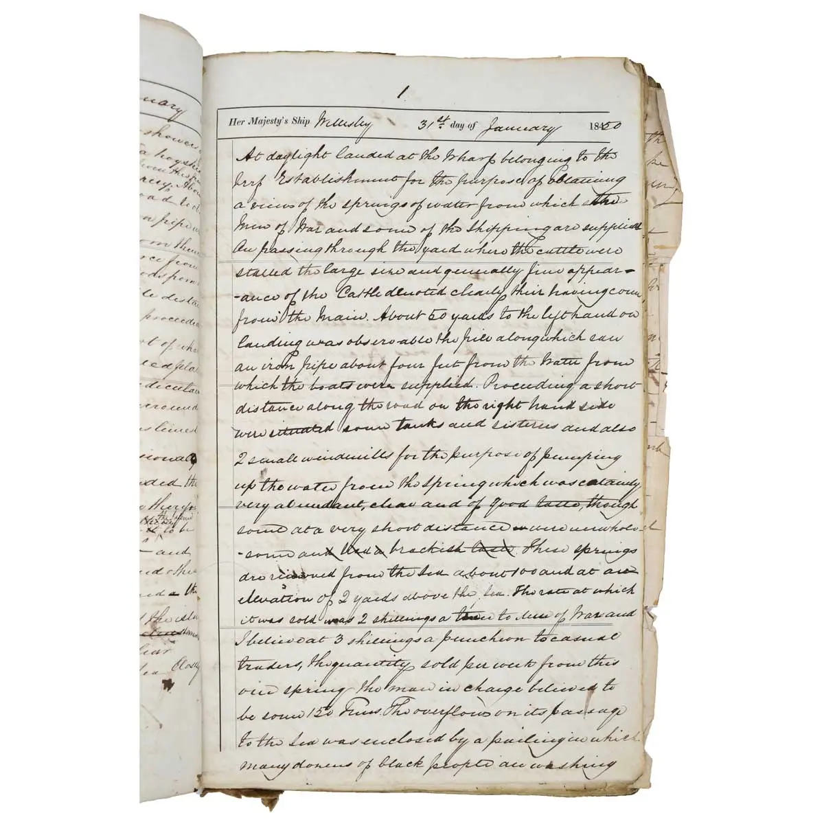 GEOLOGY - SHIP'S LOGBOOK Log of the H.M.S. Wellesley from Bermuda to Venezuela [with] H.M.S. Hunter from Nova Scotia to Sydney