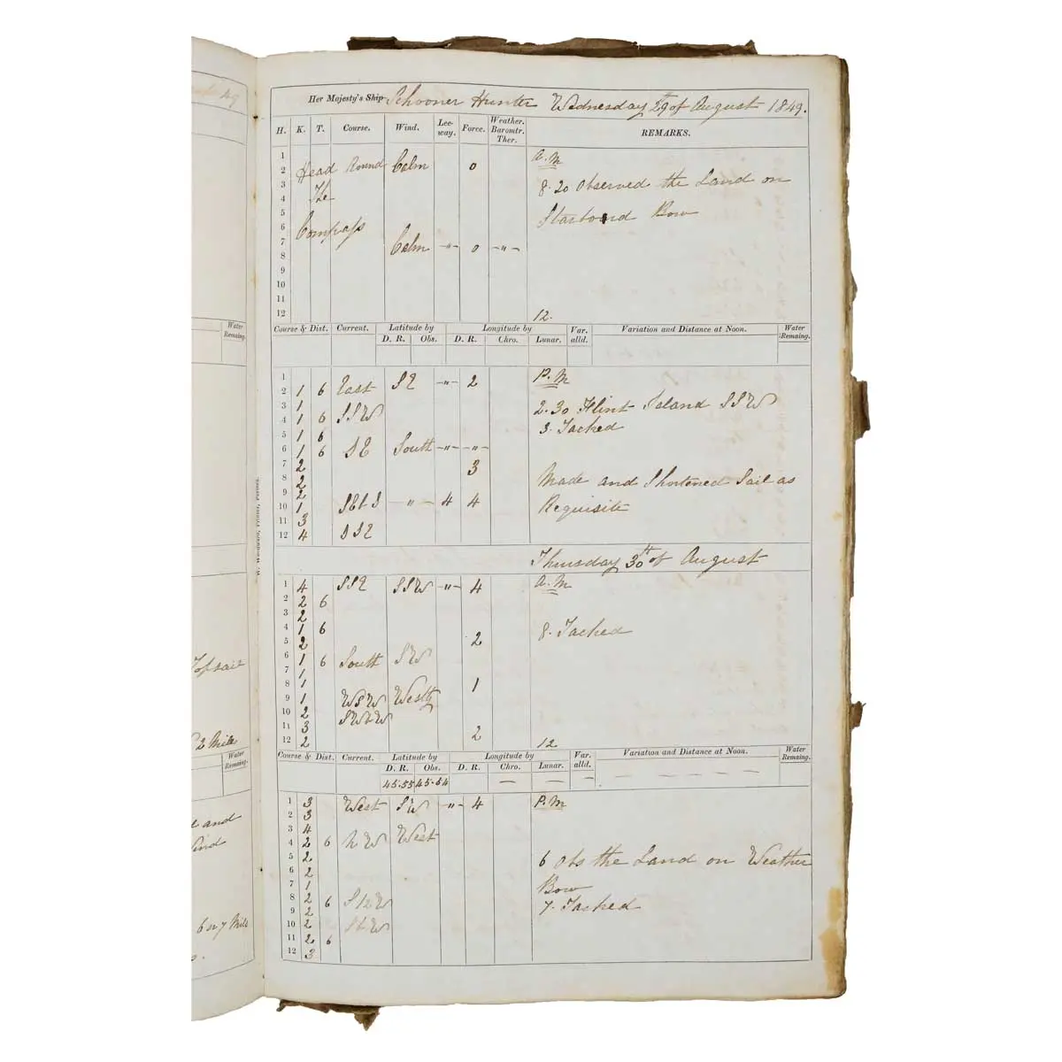 GEOLOGY – SHIP’S LOGBOOK Log of the H.M.S. Wellesley from Bermuda to Venezuela [with] H.M.S. Hunter from Nova Scotia to Sydney (2)
