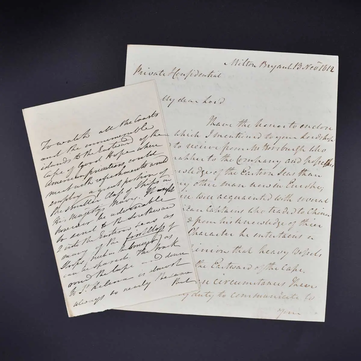 Autograph letter concerning the East India Company