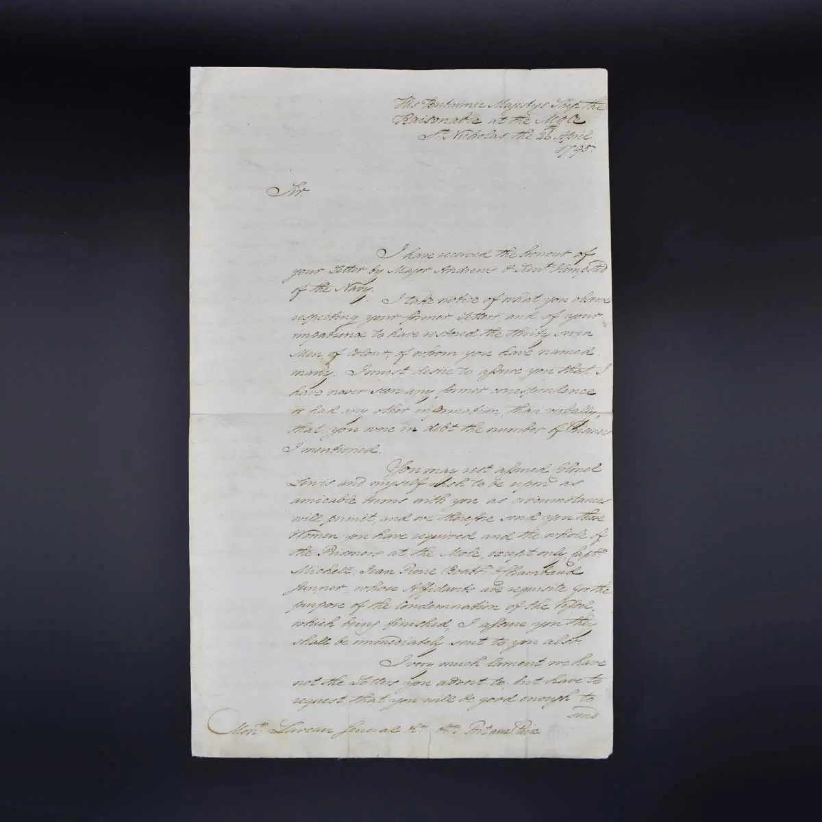 [Slavery - Haitian Revolution] Autograph letter to General Etienne Laveaux regarding Prisoner Release