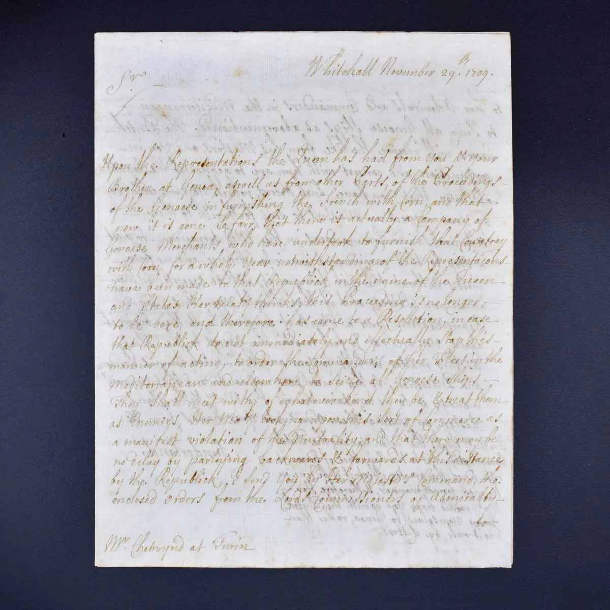 Manuscript Letter on The War of Spanish Succession (1701-1714)