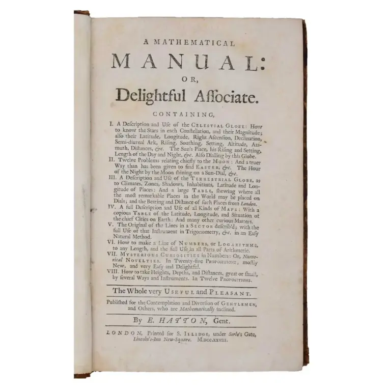 A mathematical manual or delightful associate containing a description of the celestial globe . . . terrestrial globe, … all kinds of maps etc.,