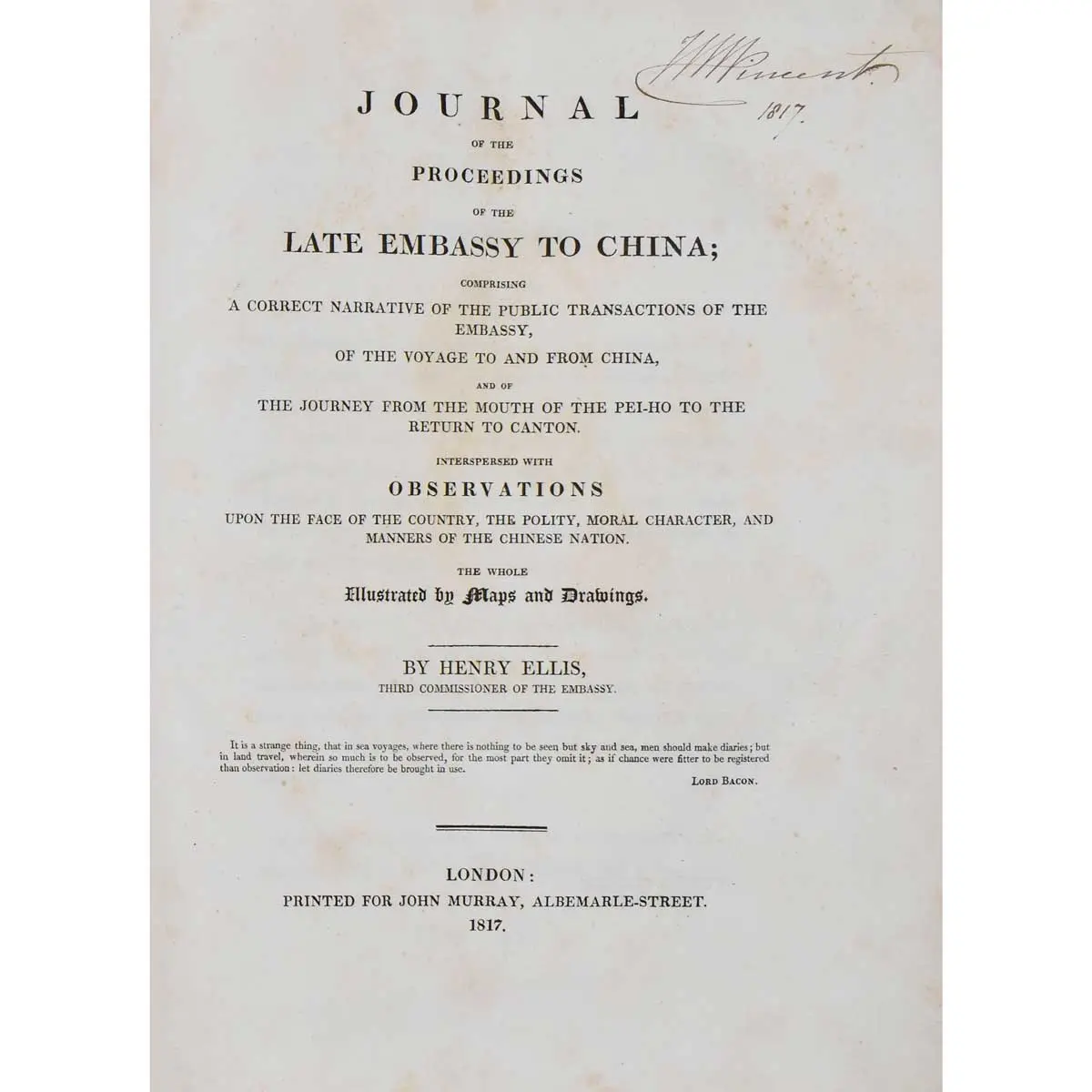 Journal of the Proceeding of the Late Embassy to China; Comprising A Correct Narrative of the Public Transactions of the Embassy, of the Voyage to and from China (2)