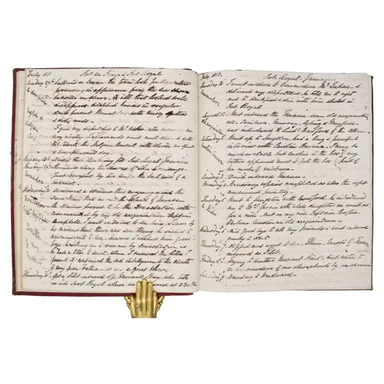Log Book on the HMS Cumberland [containing Piracy, Castaways and Tornados]