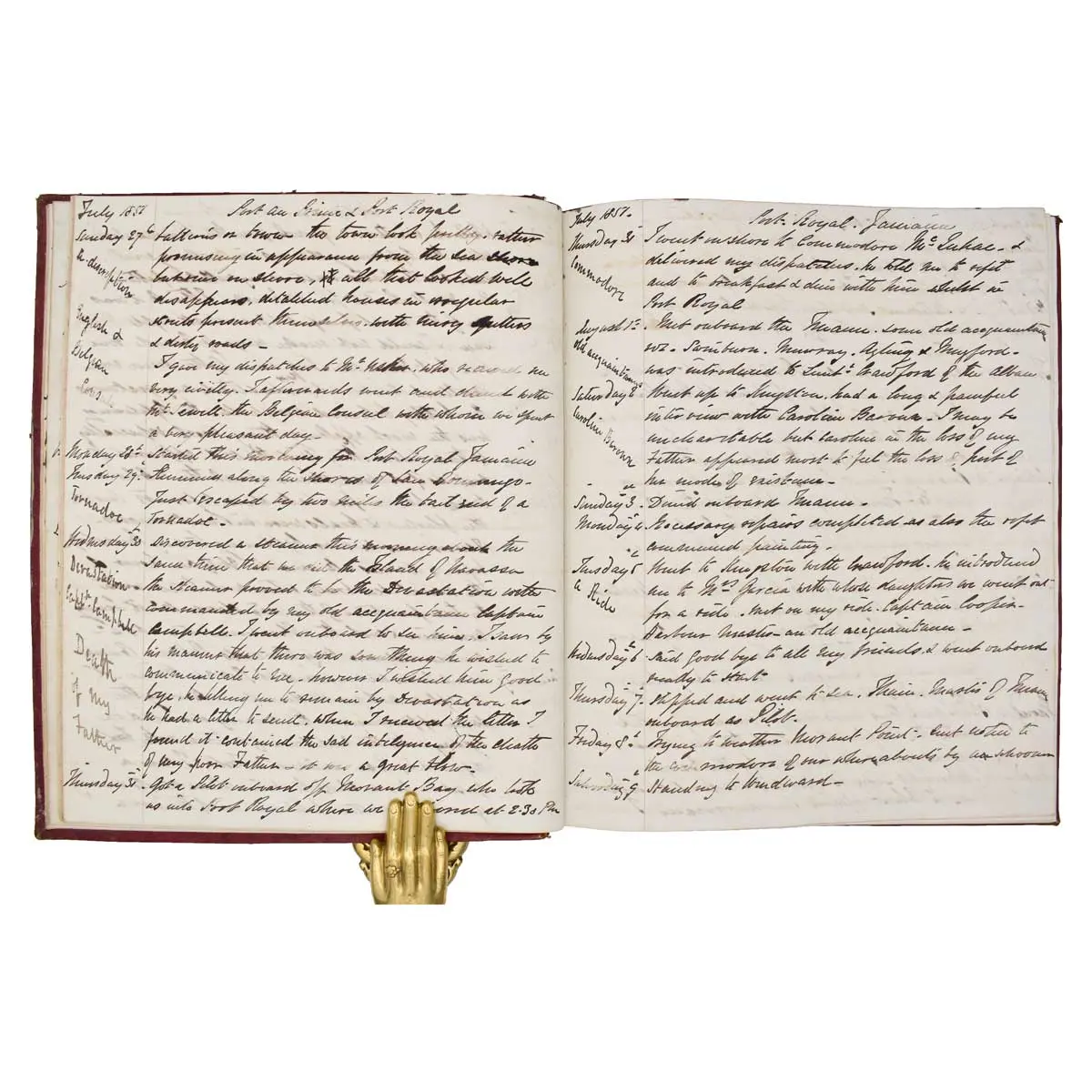 Log Book on the HMS Cumberland [containing Piracy, Castaways and Tornados]