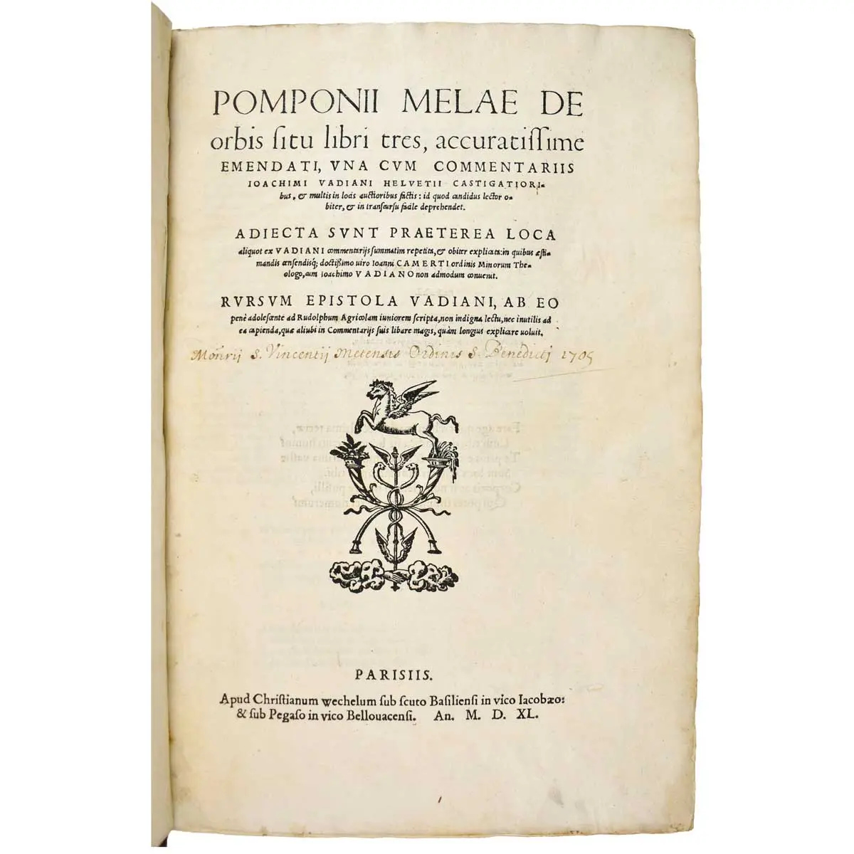 De orbis situ libri tres, accuratissime emendati, una cvm commentariis Ioachimi Vadiani…, (2)