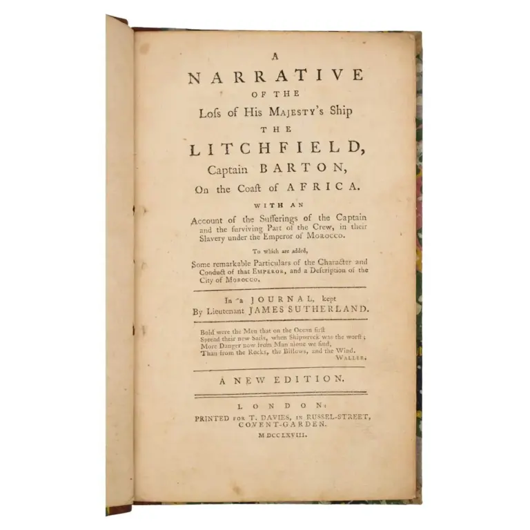 A Narrative of the Loss of His Majesty’s Ship the Litchfield, Captain Barton, on the Coast of Africa with an Account of the Sufferings of the Captain and the surviving Part of the Crew