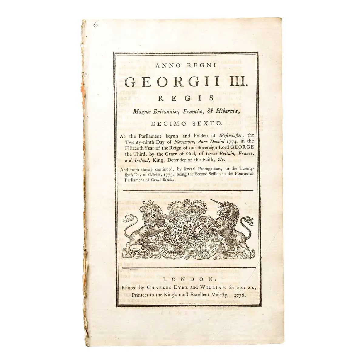 An Act for giving a publick Reward unto such Person or Persons, being His Majesty’s Subject or Subjects, as shall discover a Northern Passage for Vessels by Sea (2)