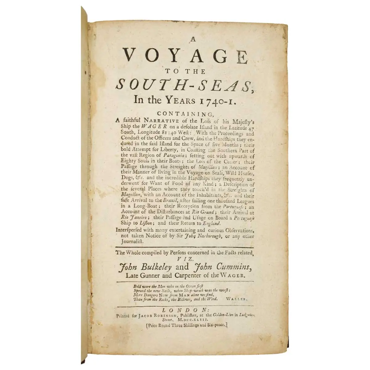 A Voyage to the South Seas, in the Years 1740-1. Containing A Faithful Narrative of the Loss of His Majesty’s Ship the Wager on A Desolate Island (2)