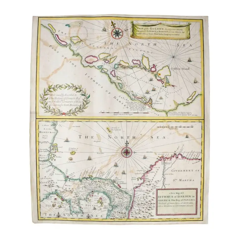A New Map of ye Isthmus of Darien in America, The Bay of Panama, The Gulph of Vallona or St. Michael, with its Islands and Countries Adjacent.