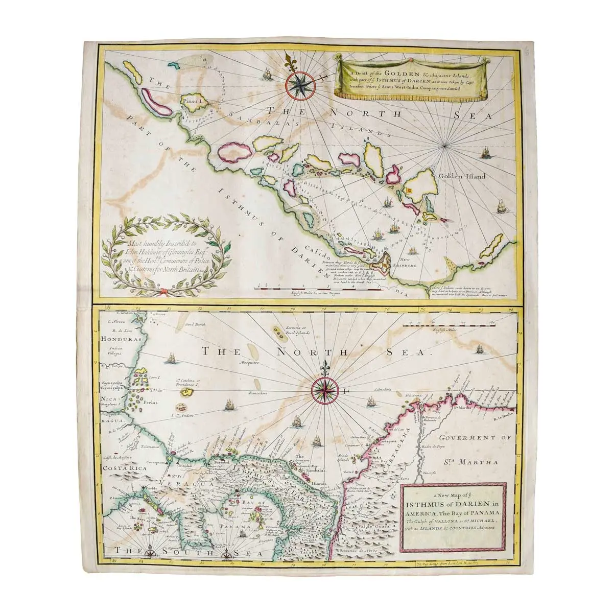 A New Map of ye Isthmus of Darien in America, The Bay of Panama, The Gulph of Vallona or St. Michael, with its Islands and Countries Adjacent.
