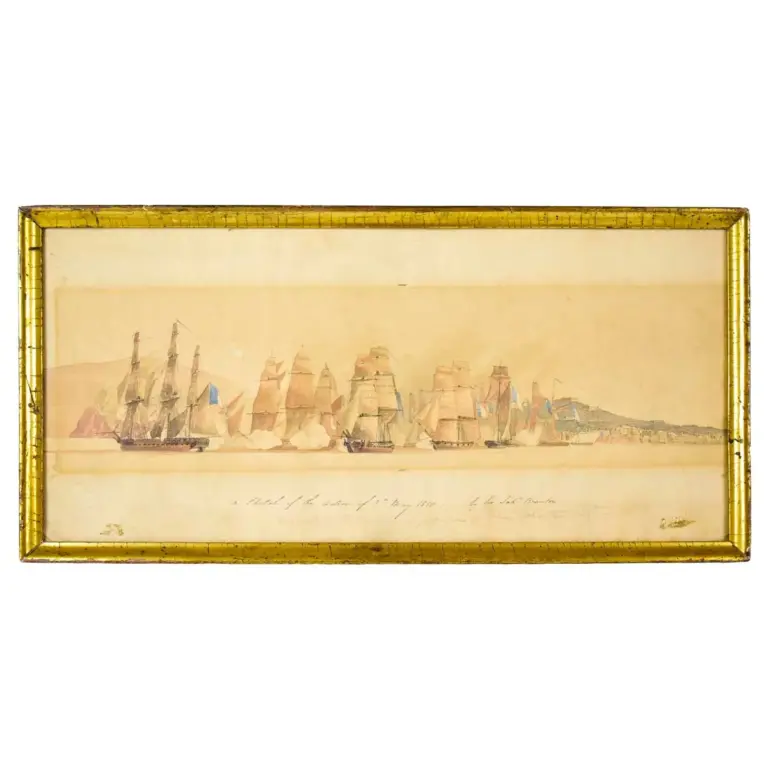 “A Sketch of the Action of the 3rd of May 1810”. The Spartan, Engaging a French squadron in the Bay of Naples, May 3rd, 1810.