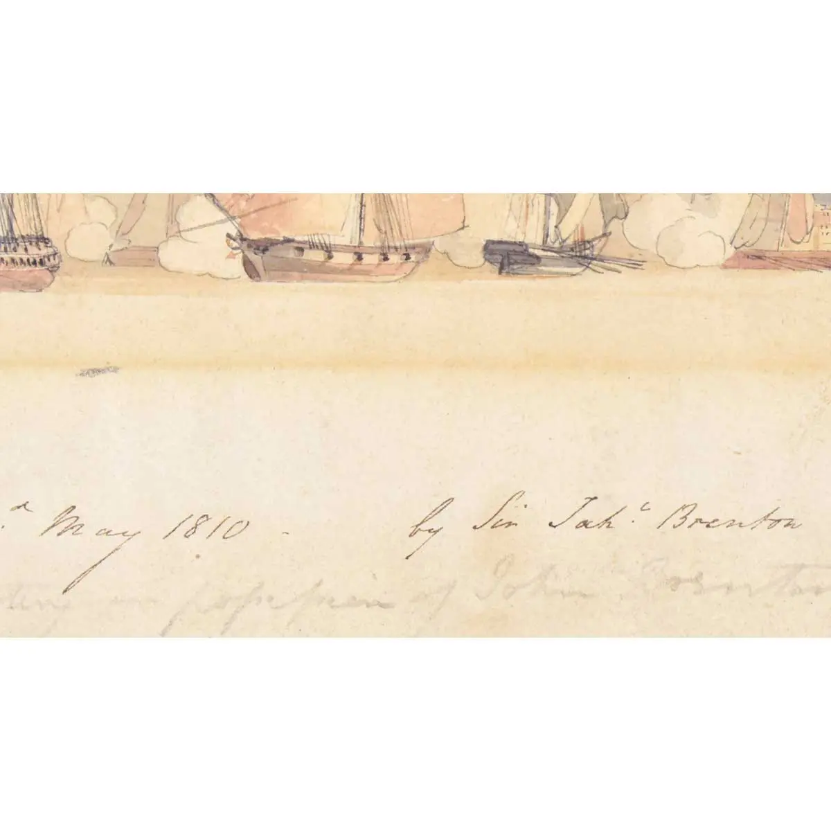 “A Sketch of the Action of the 3rd of May 1810”. The Spartan, Engaging a French squadron in the Bay of Naples, May 3rd, 1810 (2)