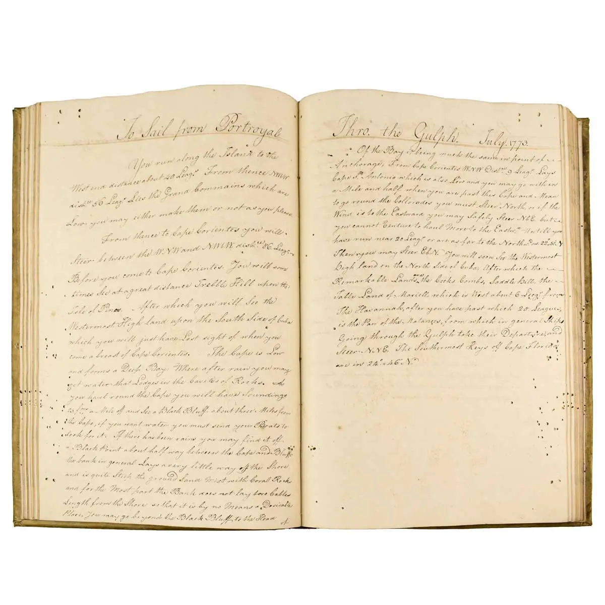 MANUSCRIPT PILOT AND NAVIGATOR’S LOG FOR USE ABOARD HMS PALLAS 1768 – 1782 (2)