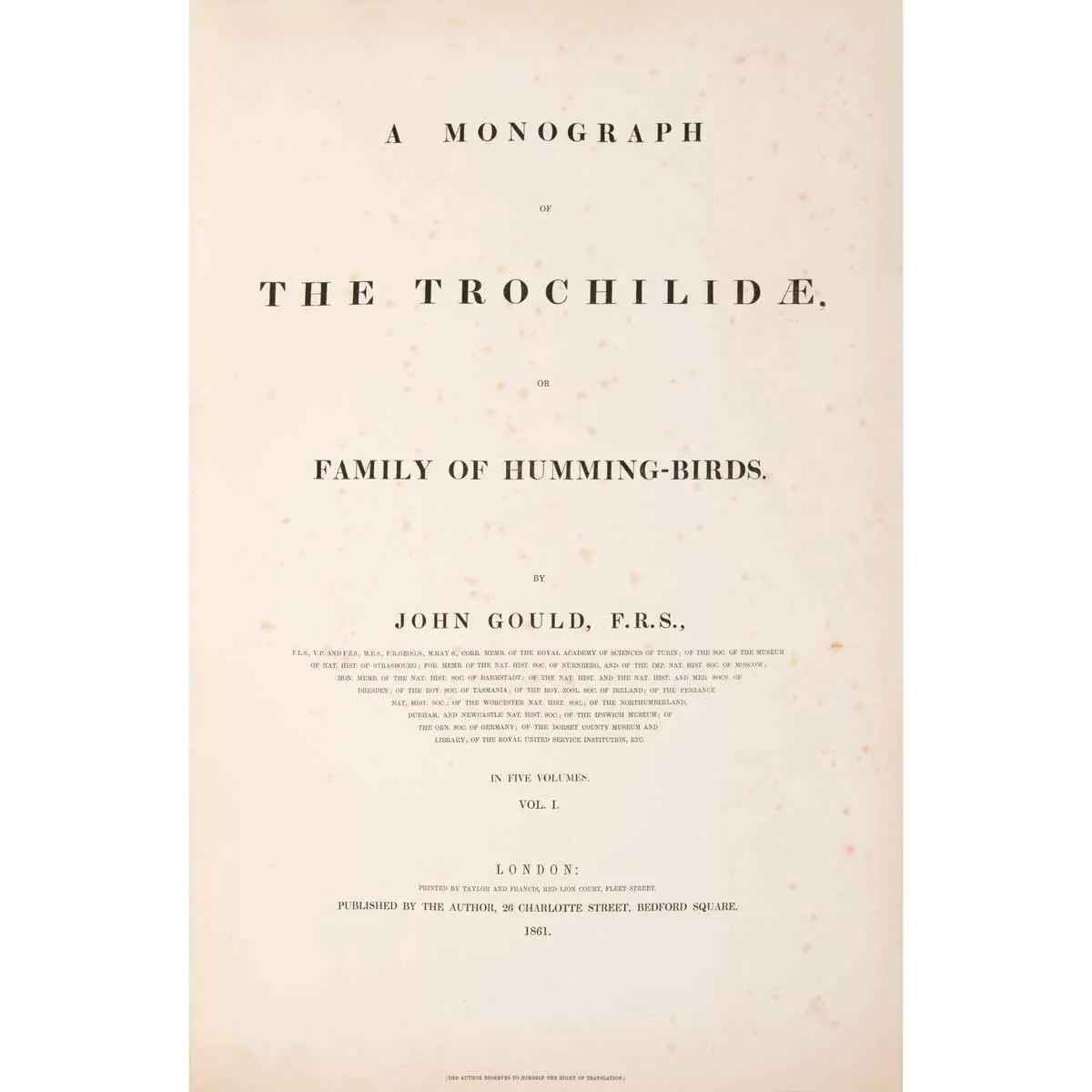 A Monograph of the Trochilidae, or Family of Humming-Birds. [with:] Supplement completed after the author’s death by R. Bowdler Sharpe (4)