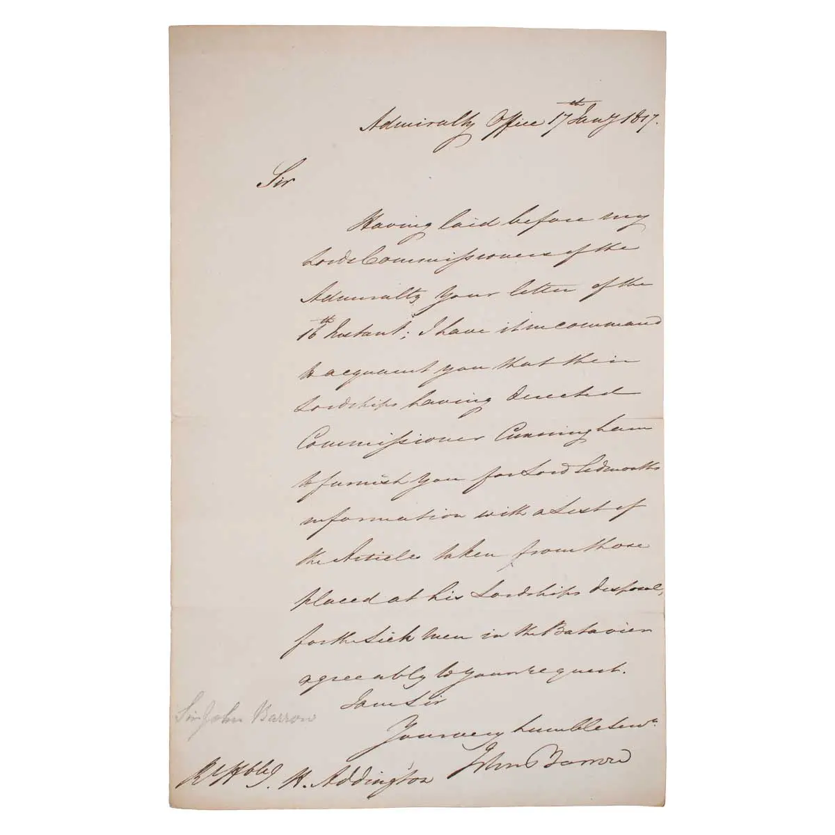 Letter to J.H. Addington