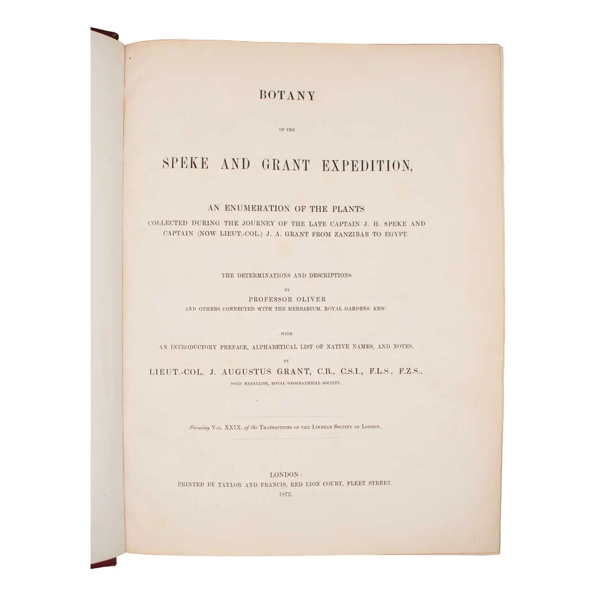 Botany of the Speke and Grant Expedition. An Enumeration of the Plants Collected during the Journey of the Late Captain J.H. Speke and Captain (Now Lieut-Col.) J.A. Grant from Zanzibar to Egypt (2)
