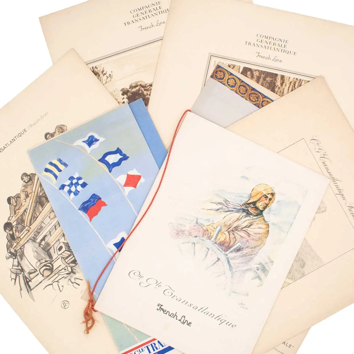 A Collection of 7 menus for Dinner on Board M.S. Lafayette