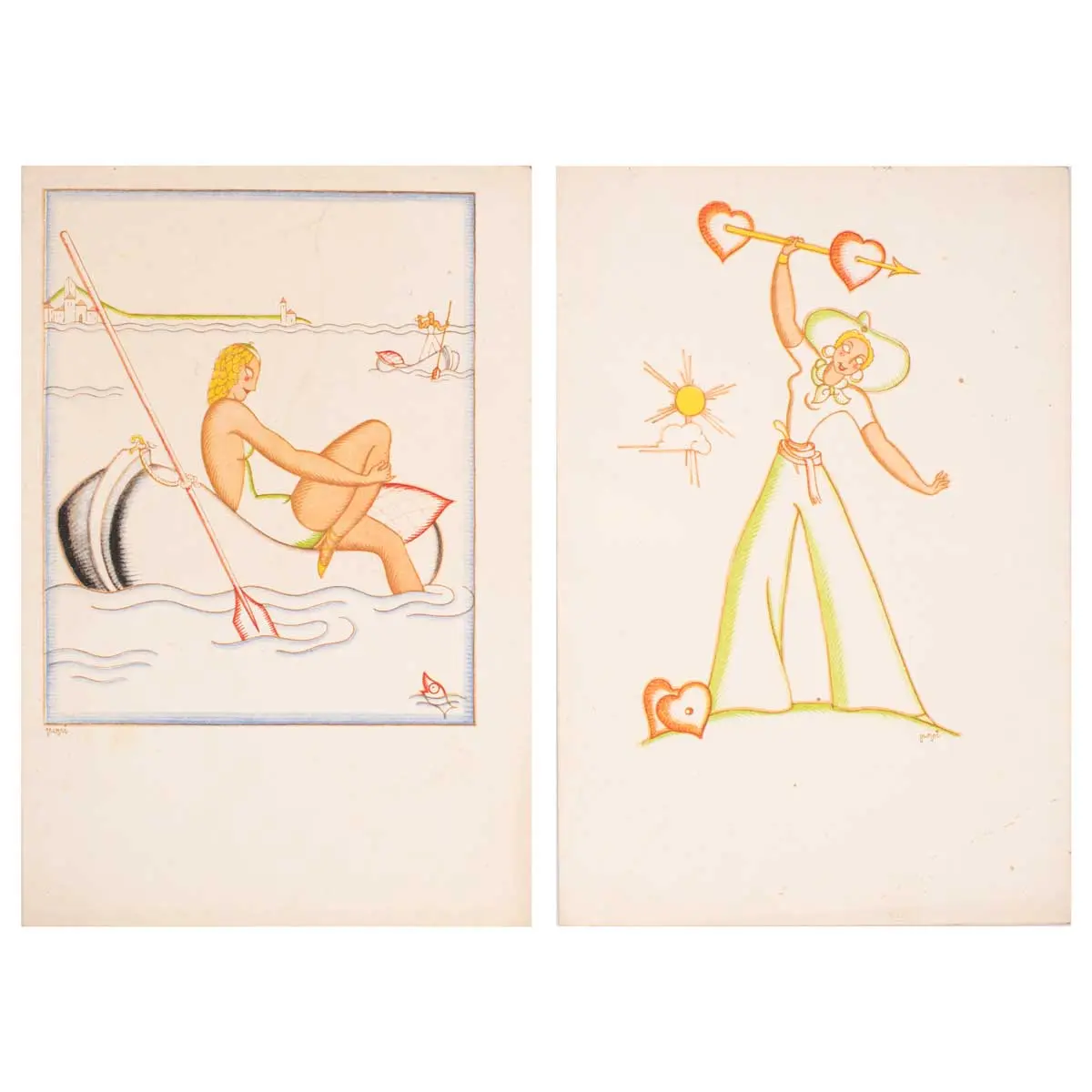 A Collection of 4 handsomely illustrated menus for the MN. Oceania (2)
