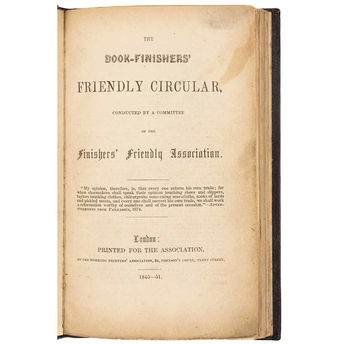 The Book Finisher's Friendly Circular, conducted by a Committee of the Finisher's Friendly Association. 