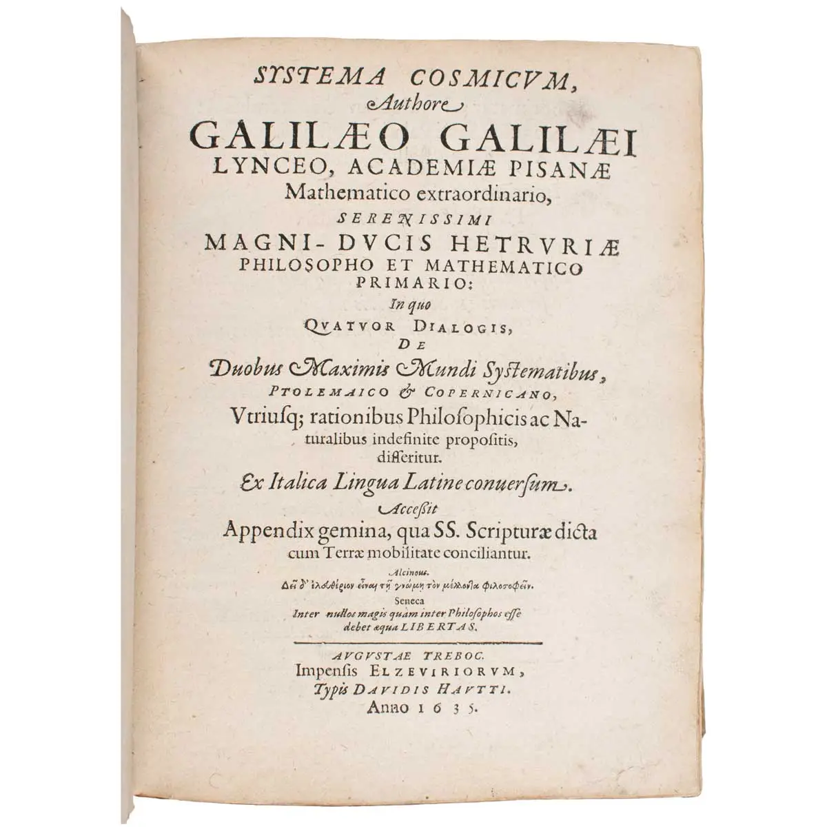Systema cosmicum… in quo quatuor dialogis, de duobus maximis mundi systematibus, Ptolemaico & Copernicano, utriusque rationibus philosophicis ac naturalibus indefinite propositis, differitur (2)